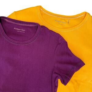 Amber Sun Organic Cotton Basic Tee Bundle Women's XS Purple Yellow